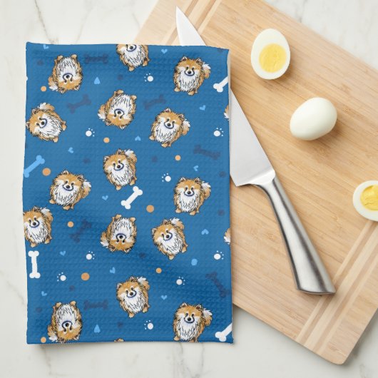 KiniArt Pomeranian Kitchen Towel Theedoek (Quarter Fold)