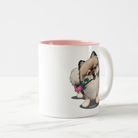 KiniArt Pomeranian Walter Portrait Tweekleurige Koffiemok (Voorkant rechts)