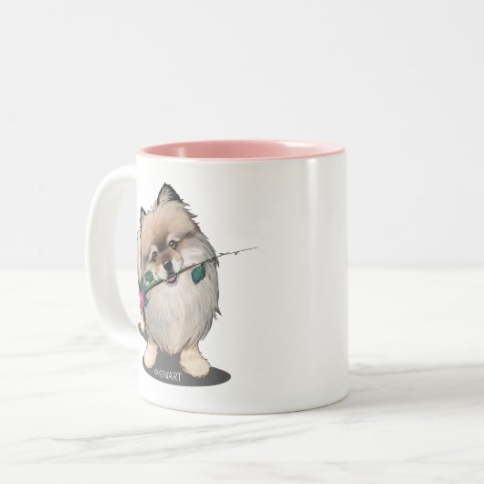 KiniArt Pomeranian Walter Portrait Tweekleurige Koffiemok (Voorkant links)