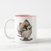 KiniArt Pomeranian Walter Portrait Tweekleurige Koffiemok (Links)
