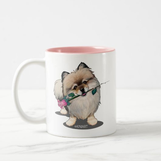 KiniArt Pomeranian Walter Portrait Tweekleurige Koffiemok (Links)