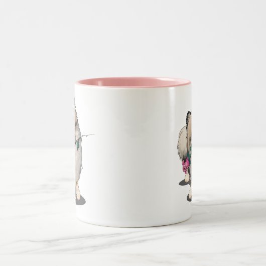 KiniArt Pomeranian Walter Portrait Tweekleurige Koffiemok (Center)