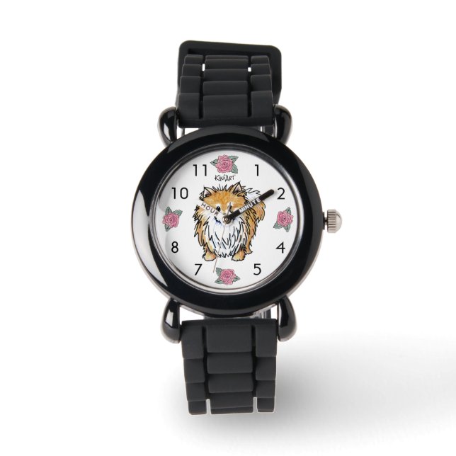 KiniArt Pomeranian Watch Horloge (Voorkant)