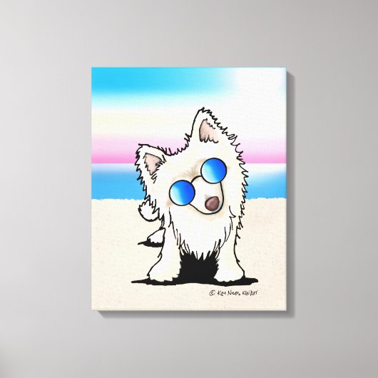 KiniArt Pommeren Dog Beach Canvas Afdruk (Voorkant)