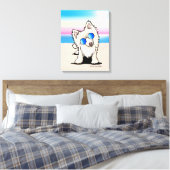 KiniArt Pommeren Dog Beach Canvas Afdruk (Insitu (Slaapkamer))