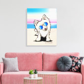 KiniArt Pommeren Dog Beach Canvas Afdruk (Insitu (Woonkamer))