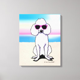 KiniArt Poodle Beach Dog Canvas Afdruk