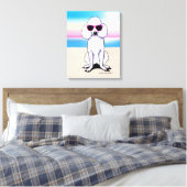 KiniArt Poodle Beach Dog Canvas Afdruk (Insitu (Slaapkamer))