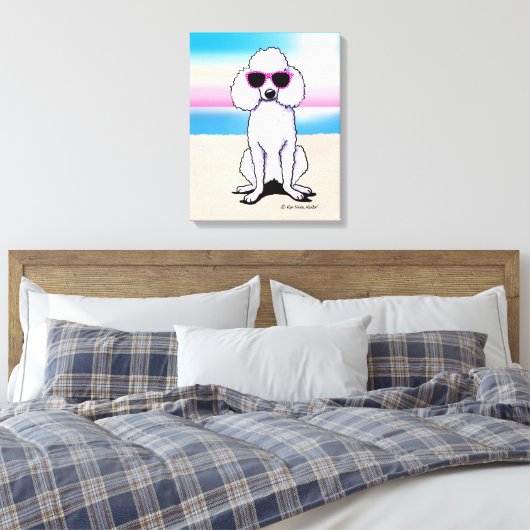 KiniArt Poodle Beach Dog Canvas Afdruk (Insitu (Slaapkamer))