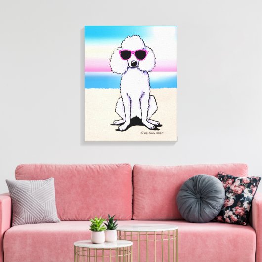 KiniArt Poodle Beach Dog Canvas Afdruk (Insitu (Woonkamer))