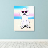 KiniArt Poodle Beach Dog Canvas Afdruk (Insitu (Houten vloer))