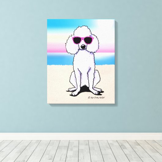 KiniArt Poodle Beach Dog Canvas Afdruk (Insitu (Houten vloer))
