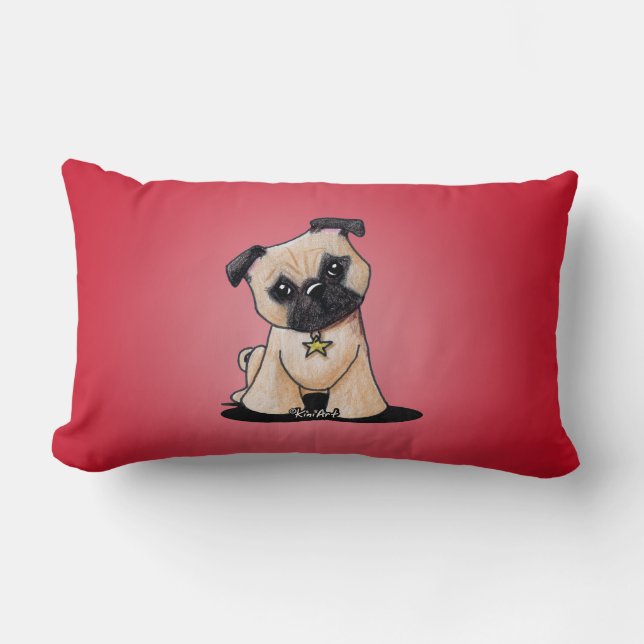 KiniArt Pug Lumbar Pillow Kussen (Voorkant)
