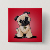 KiniArt Pug Vierkante Button 5,1 Cm (Voorkant)