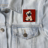 KiniArt Pug Vierkante Button 5,1 Cm (In situ)