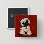 KiniArt Pug Vierkante Button 5,1 Cm (Voorkant /achterkant)