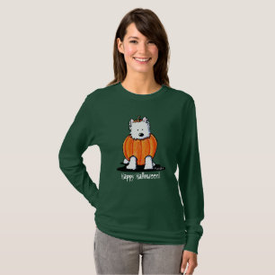 KiniArt Punkin Westie Dames Donker LS T-shirt