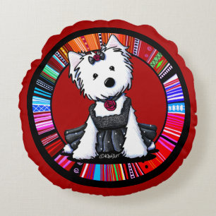 KiniArt Quinceañera Westie Rond Kussen