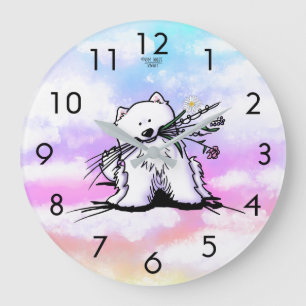 KiniArt Regenboogbrug Samoyed Grote Klok