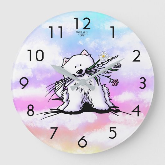 KiniArt Regenboogbrug Samoyed Grote Klok (Voorkant)