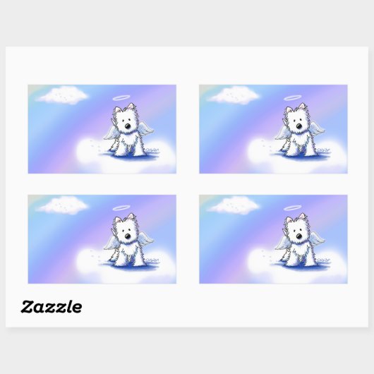 KiniArt Regenboogbrug Westie Rechthoekige Sticker (Vel)