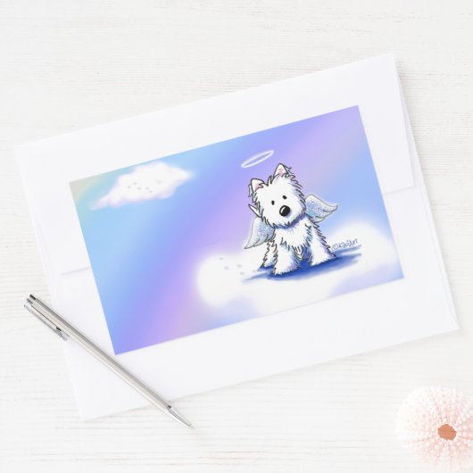 KiniArt Regenboogbrug Westie Rechthoekige Sticker (Envelop)