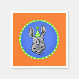 KiniArt Rhino Birthday Napkins Servet