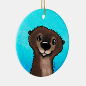 KiniArt River Otter Keramisch Ornament (Rechts)