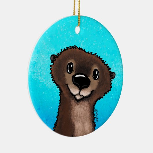 KiniArt River Otter Keramisch Ornament (Rechts)