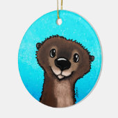 KiniArt River Otter Keramisch Ornament (Links)