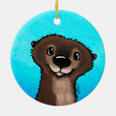 KiniArt River Otter Keramisch Ornament (Achterkant)