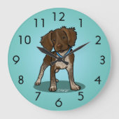 KiniArt Roan Brittany Dog Clock Grote Klok (Voorkant)