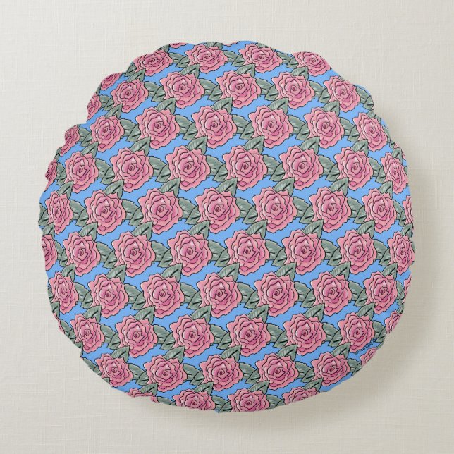 KiniArt Roos Round Pillow Rond Kussen (Voorkant)