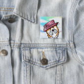 KiniArt Royal Corgi Knop Vierkante Button 5,1 Cm (In situ)