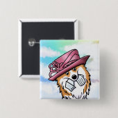 KiniArt Royal Corgi Knop Vierkante Button 5,1 Cm (Voorkant /achterkant)