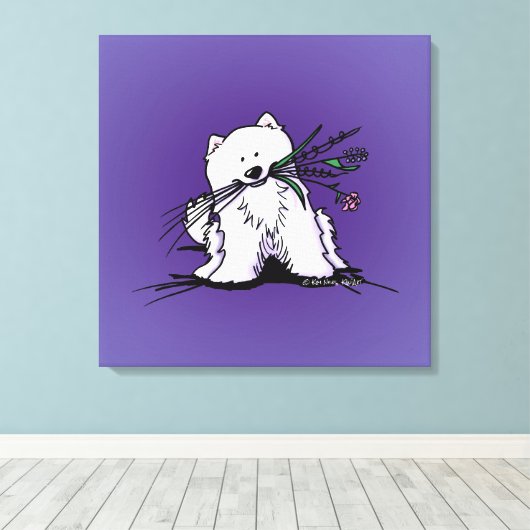 KiniArt Samoyed Charm Canvas Afdruk (Insitu (Houten vloer))