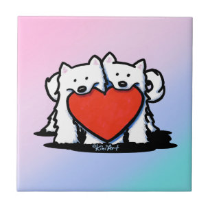 KiniArt Samoyed Hartelijk Duo Tegeltje