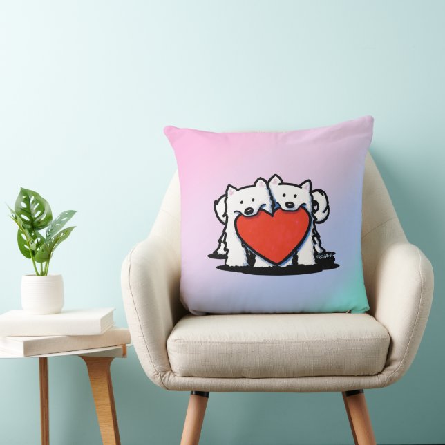 KiniArt Samoyed Heartfelt Duo Kussen (Stoel)