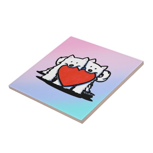 KiniArt Samoyed Heartfelt Duo Tegeltje (Zijkant)