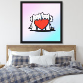 KiniArt Samoyed Love Canvas Afdruk (Insitu (Slaapkamer))