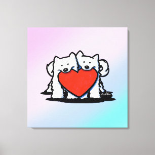 KiniArt Samoyed Love Canvas Afdruk