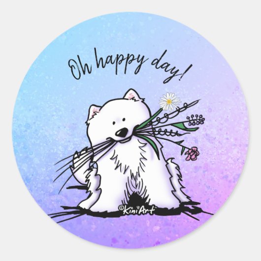 KiniArt Samoyed Ronde Sticker (Voorkant)