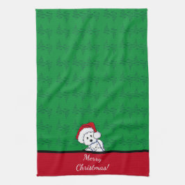 KiniArt Santa Baby Westie Kerstmis Theedoek