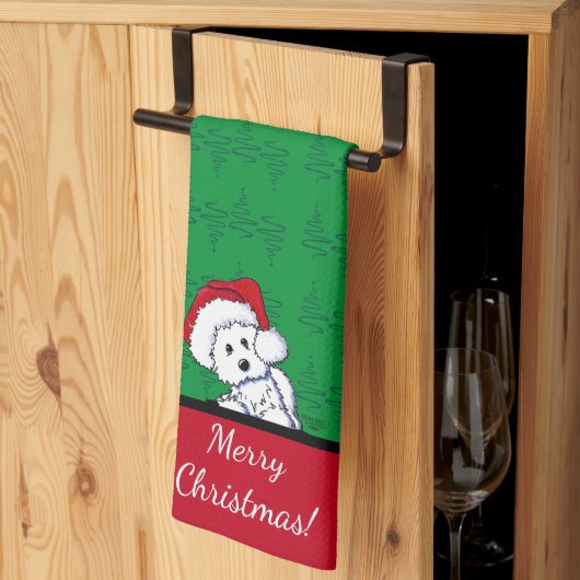KiniArt Santa Baby Westie Kerstmis Theedoek (Derde Gevouwen)