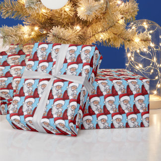 KiniArt Santa in Westie Kerstinpakpapier Cadeaupapier