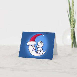 KiniArt Santa Moon Westie Feestdagen Kaart