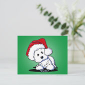 KiniArt Santa Westie Dog kerstflat-Kaart Feestdagenkaart (Staand voorkant)