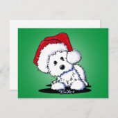 KiniArt Santa Westie Dog kerstflat-Kaart Feestdagenkaart (Voorkant / Achterkant)