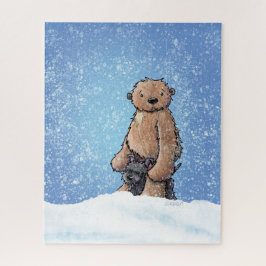 KiniArt Sasquatch Snowy Bigfoot & Scottie Dog Legpuzzel
