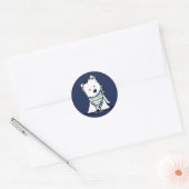 KiniArt Scarf Westie Ronde Sticker (Envelop)